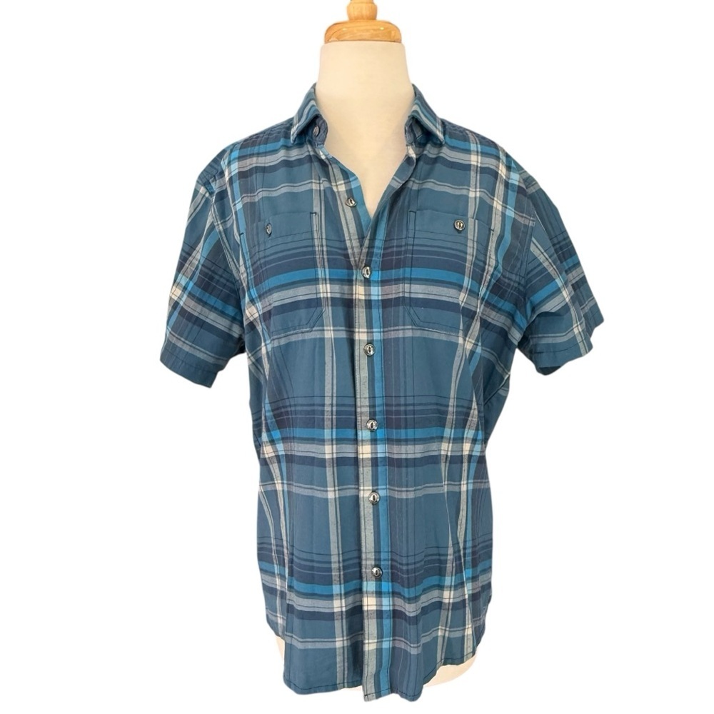 Kuhl Styk Short Sleeve Plaid Performance Shirt Tapered Fit Mens Medium